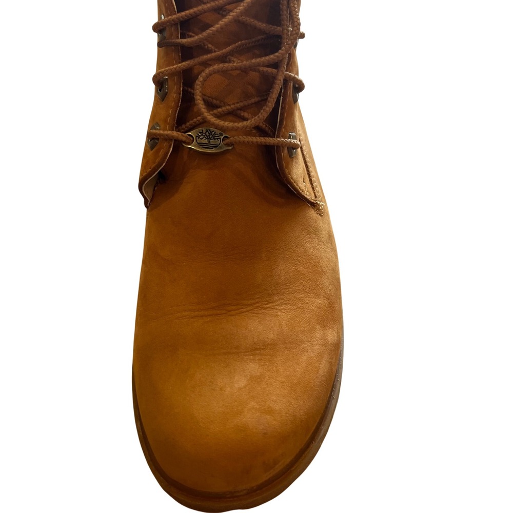 Timberland Wheat Nubuck Leather Faux Fur Trim Lace Up Boots Brown 6 Inch Style - Picture 8 of 12